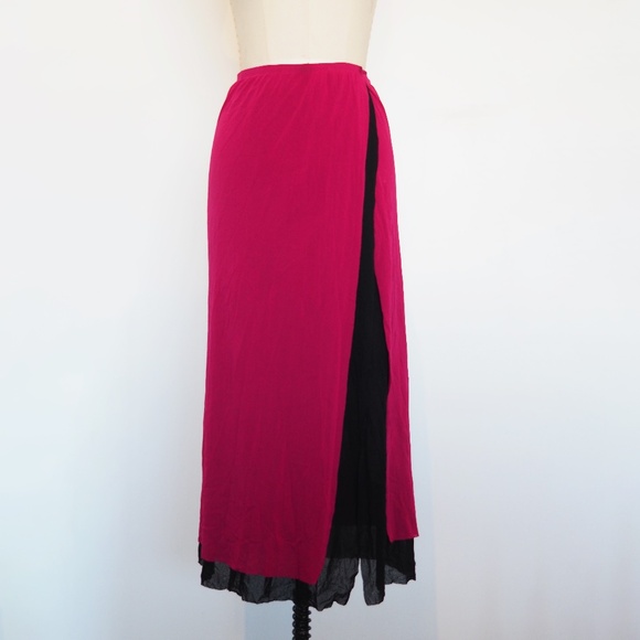 Jean Paul Gaultier Black & Fuchsia Reversible Wrap Skirt